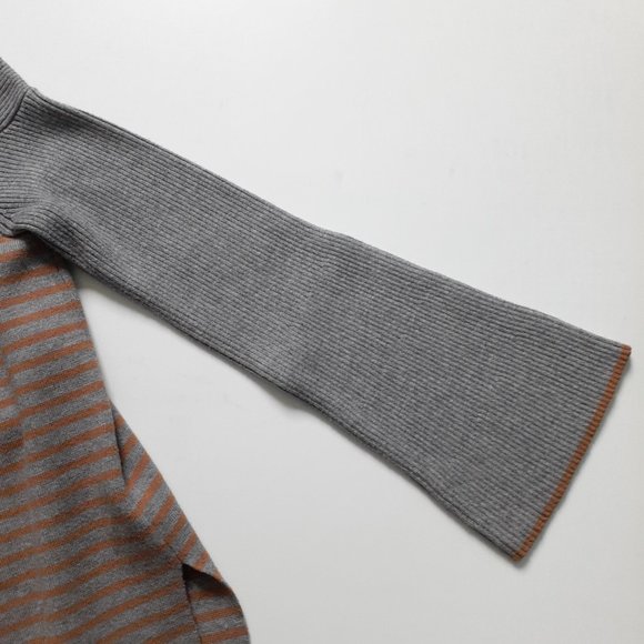 Anthropologie Elise Ribbed Tunic Gray Orange Stripe Off-the-Shoulder Size S - Picture 10 of 15